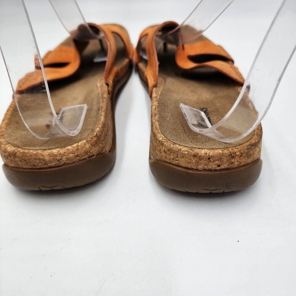 Clarks Nubuck Suede Leather Slip-On Sandals Flip Flop Orange 10M Womens Comfort - Picture 4 of 6